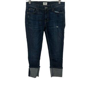 Hudson Muse Cropped Cuffed Blue Denim Capri Jeans Size 28